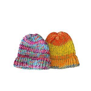 2 NEW Hand Crafted Stocking Caps Beanies Adult OSFA
